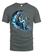 Moon Goddess Dream Art T Shirt With Celestial Night Energy - gray t-shirt on white background
