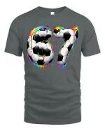 Colorful Soccer Number 67 Art T Shirt With Bold Sport Energy - gray t-shirt on white background