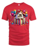 Cute Cat Gift Box Surprise T Shirt With Adorable Party Vibes - red t-shirt on white background