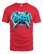 Disco Graffiti Street Art T Shirt With Urban Creative Energy - red t-shirt on white background