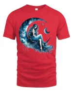 Moon Goddess Dream Art T Shirt With Celestial Night Energy - red t-shirt on white background