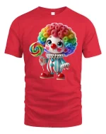 Cute Rainbow Clown Lollipop Art T Shirt Sweet Fun Vibes - red t-shirt on white background