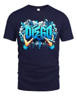 Disco Graffiti Street Art T Shirt With Urban Creative Energy - navy t-shirt on white background