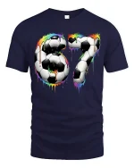 Colorful Soccer Number 67 Art T Shirt With Bold Sport Energy - navy t-shirt on white background