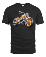 Golden Custom Motorcycle Tee Classic Cruiser Power Ride Art - black t-shirt on white background