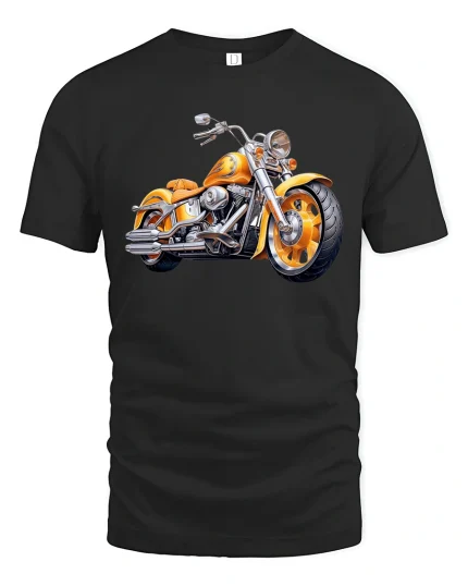 Golden Custom Motorcycle Tee Classic Cruiser Power Ride Art - black t-shirt on white background