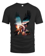 Native Eagle Spirit Art T Shirt With Powerful Freedom Energy - black t-shirt on white background