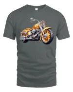 Golden Custom Motorcycle Tee Classic Cruiser Power Ride Art - gray t-shirt on white background