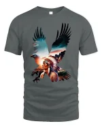 Native Eagle Spirit Art T Shirt With Powerful Freedom Energy - gray t-shirt on white background