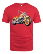 Golden Custom Motorcycle Tee Classic Cruiser Power Ride Art - red t-shirt on white background