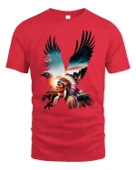Native Eagle Spirit Art T Shirt With Powerful Freedom Energy - red t-shirt on white background
