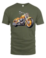 Golden Custom Motorcycle Tee Classic Cruiser Power Ride Art - military green t-shirt on white background