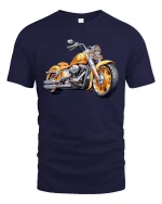 Golden Custom Motorcycle Tee Classic Cruiser Power Ride Art - navy t-shirt on white background
