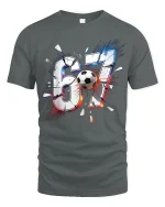 67 Soccer Power Graphic T Shirt Bold Goal Moment Sport Tee - gray t-shirt on white background
