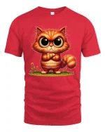 Cute Big Eyes Kitty Cartoon Art T Shirt Adorable Graphic Tee - red t-shirt on white background