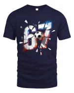 67 Soccer Power Graphic T Shirt Bold Goal Moment Sport Tee - navy t-shirt on white background
