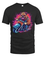 Biker Bulldog Graphic T Shirt With Bold Street Racing Attitude - black t-shirt on white background