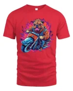 Biker Bulldog Graphic T Shirt With Bold Street Racing Attitude - red t-shirt on white background