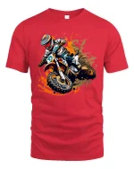 Motocross Dirt Bike Action Splash Art T Shirt Extreme Rider Tee - red t-shirt on white background