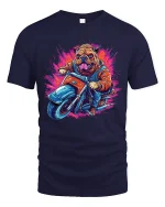 Biker Bulldog Graphic T Shirt With Bold Street Racing Attitude - navy t-shirt on white background
