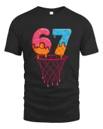Six Seven Donut Basketball Graphic Tee Funny Sports Art T Shirt - black t-shirt on white background