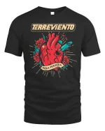 Terreviento Sacred Heart Bullet Art Graphic Tee Bold Tattoo Tshirt - black t-shirt on white background