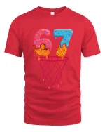 Six Seven Donut Basketball Graphic Tee Funny Sports Art T Shirt - red t-shirt on white background