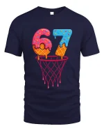 Six Seven Donut Basketball Graphic Tee Funny Sports Art T Shirt - navy t-shirt on white background
