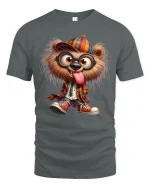 Funny Nerd Bear With Glasses Graphic Tee Cute Cartoon Tshirt - gray t-shirt on white background