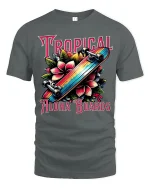 Tropical Aloha Boards Skateboard Floral Graphic Tee Island Style Tshirt - gray t-shirt on white background