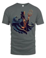 Mysterious Gentleman With Trident Graphic Tee Dark Fantasy Tshirt - gray t-shirt on white background