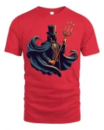 Mysterious Gentleman With Trident Graphic Tee Dark Fantasy Tshirt - red t-shirt on white background