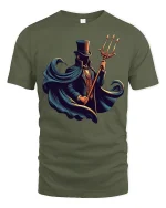 Mysterious Gentleman With Trident Graphic Tee Dark Fantasy Tshirt - military green t-shirt on white background