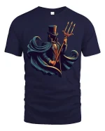 Mysterious Gentleman With Trident Graphic Tee Dark Fantasy Tshirt - navy t-shirt on white background