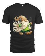 Cute Baking Gnome Art Tee Funny Kitchen Character Graphic T Shirt - black t-shirt on white background
