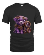 Cute Steampunk Puppy Photographer Art Tee Funny Graphic T Shirt - black t-shirt on white background