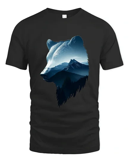 Majestic Wolf Mountain Art Tee Nature Wildlife Graphic T Shirt - black t-shirt on white background
