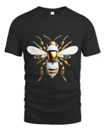 Futuristic Robotic Bee Art Tee Tech Insect Graphic T Shirt - black t-shirt on white background