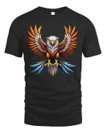 Powerful Eagle Wings Art Tee Majestic Bird Graphic T Shirt - black t-shirt on white background