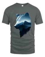 Majestic Wolf Mountain Art Tee Nature Wildlife Graphic T Shirt - gray t-shirt on white background