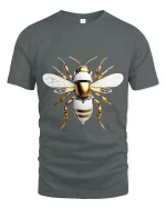 Futuristic Robotic Bee Art Tee Tech Insect Graphic T Shirt - gray t-shirt on white background