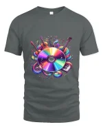 Colorful Music Instruments Art Tee Vibrant Sound Graphic T Shirt - gray t-shirt on white background