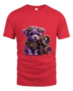 Cute Steampunk Puppy Photographer Art Tee Funny Graphic T Shirt - red t-shirt on white background