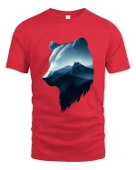 Majestic Wolf Mountain Art Tee Nature Wildlife Graphic T Shirt - red t-shirt on white background