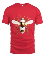 Futuristic Robotic Bee Art Tee Tech Insect Graphic T Shirt - red t-shirt on white background