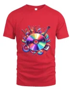 Colorful Music Instruments Art Tee Vibrant Sound Graphic T Shirt - red t-shirt on white background