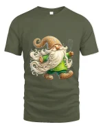 Cute Baking Gnome Art Tee Funny Kitchen Character Graphic T Shirt - military green t-shirt on white background