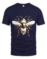 Futuristic Robotic Bee Art Tee Tech Insect Graphic T Shirt - navy t-shirt on white background