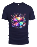 Colorful Music Instruments Art Tee Vibrant Sound Graphic T Shirt - navy t-shirt on white background