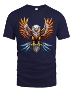Powerful Eagle Wings Art Tee Majestic Bird Graphic T Shirt - navy t-shirt on white background